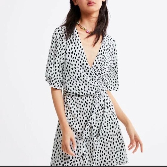 Zara Tied Polka Dot Dress Size M - Picture 4 of 11